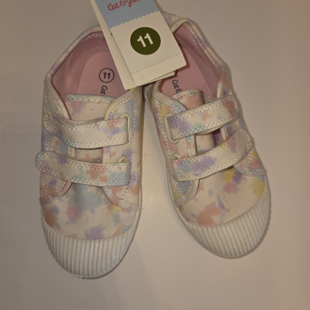 Cat & Jack Pastel Floral Velcro Sneakers - Pink, Purple, Yellow, Blue